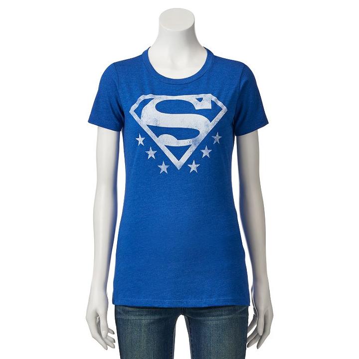 Juniors' Dc Comics Superman Logo Graphic Tee, Girl's, Size: Medium, Blue