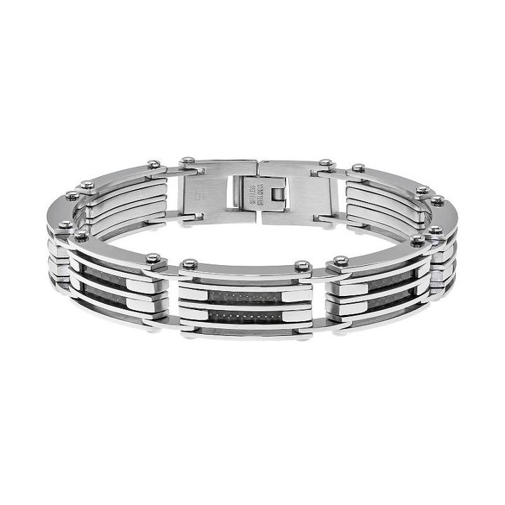 Lynx Stainless Steel Men's Bracelet, Size: 8.5, Black
