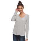 Juniors' So&reg; Perfect V-neck Tee, Teens, Size: Large, Med Grey