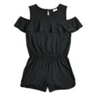 Girls 7-16 Joey B Cold-shoulder Ruffle Romper, Size: Xl, Black