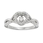 Brilliance In Motion 1/8 Carat T.w. Diamond Sterling Silver Heart Halo Ring, Women's, White