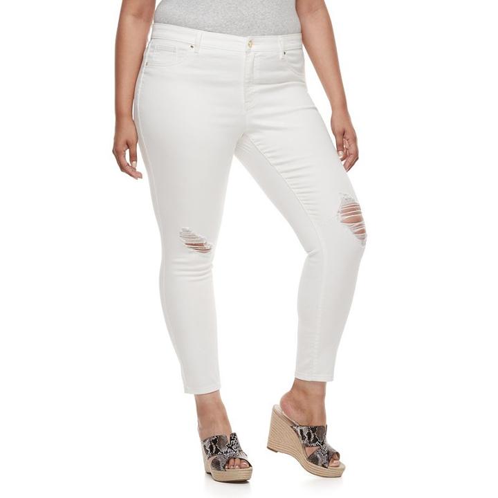 Plus Size Jennifer Lopez Destructed Super Skinny Jeans, Women's, Size: 22 W, White