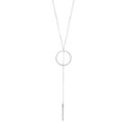 Long Circle & Stick Y Necklace, Women's, Silver