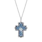 Sterling Silver Swarovski Crystal Floral Cross Pendant, Women's, Size: 18, White