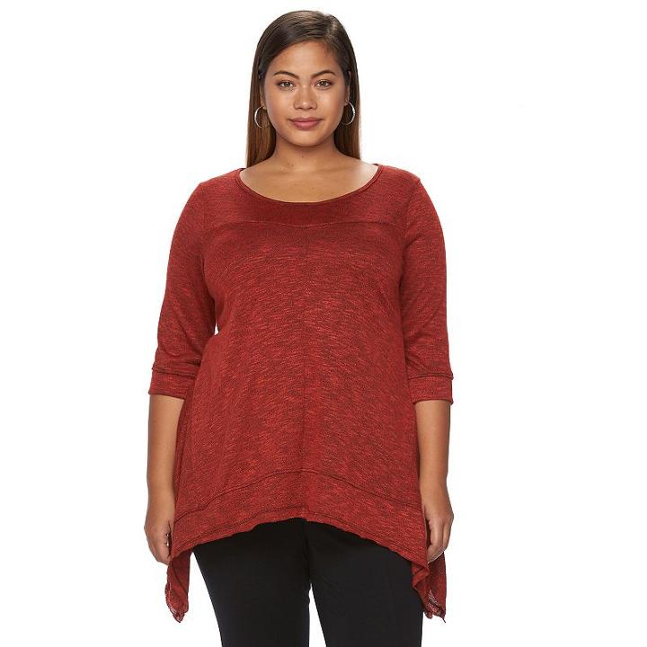 Plus Size French Laundry Open-back Shark-bite Top, Women's, Size: 2xl, Orange Oth