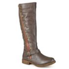 Journee Collection Women's Studded Knee-high Riding Boots, Girl's, Size: 7.5, Lt Brown