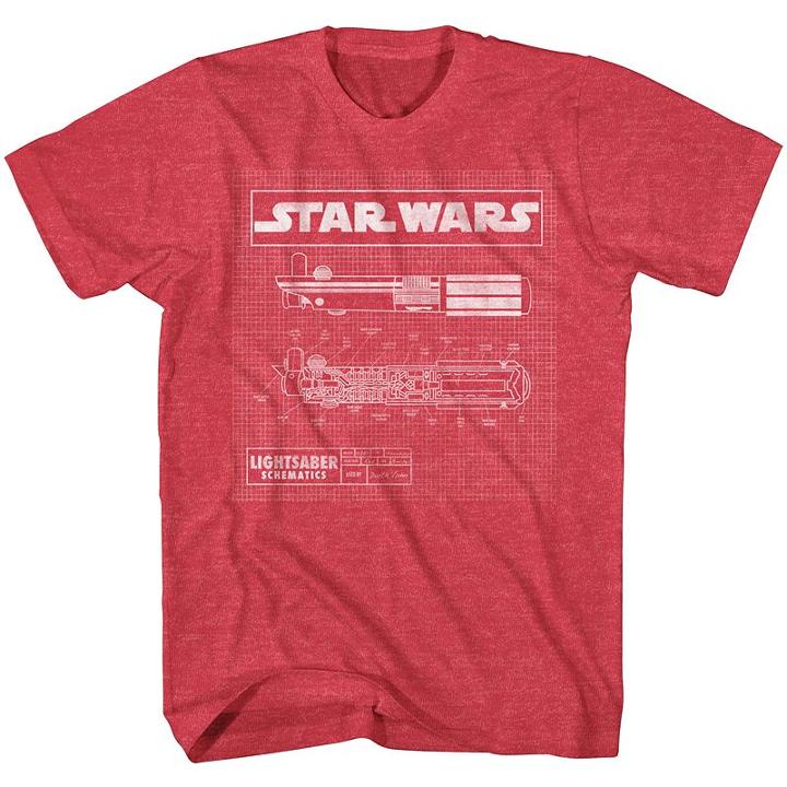 Star Wars Light Saber Diagram Tee - Men, Size: Xl, Med Red