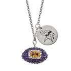 Minnesota Vikings Crystal Sterling Silver Team Logo & Football Charm Necklace, Women's, Size: 18, Multicolor
