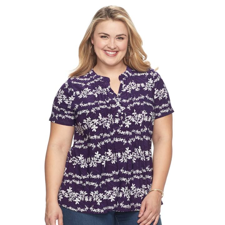 Plus Size Croft & Barrow&reg; Splitneck Top, Women's, Size: 2xl, Drk Purple