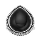 Sterling Silver Onyx Teardrop Ring, Women's, Size: 6, Black