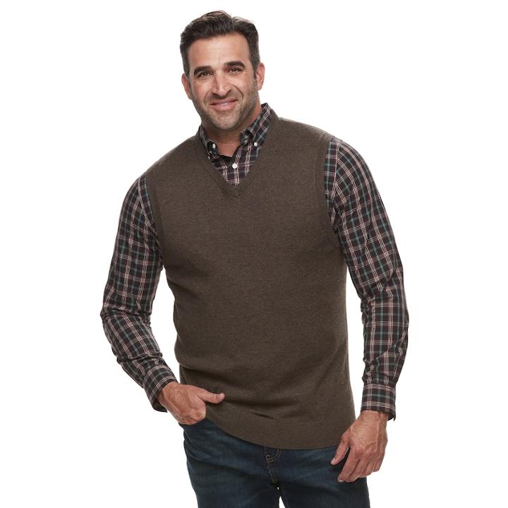 Big & Tall Croft & Barrow&reg; Classic-fit 12gg Sweater Vest, Men's, Size: Xxl Tall, Dark Brown