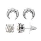 Jennifer Lopez Solitaire Stud & Crescent Drop Earring Set, Women's, Silver