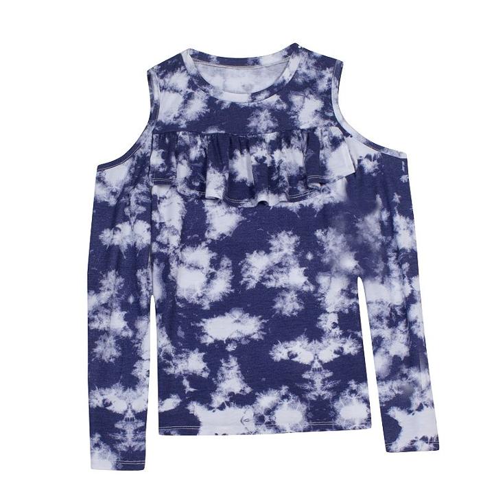 Girls 7-16 Harper & Elliott Cold Shoulder Ruffle Chest Tee, Size: Medium, White Oth