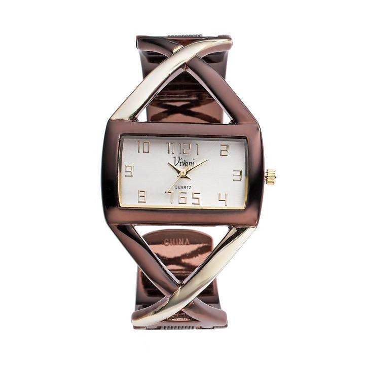 Vivani Women's Two Tone Crisscross Bangle Watch, Size: Medium, Multicolor