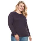 Plus Size Sonoma Goods For Life&trade; Cable Knit Sweater, Women's, Size: 1xl, Drk Purple