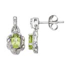 Radiant Gem Peridot Sterling Silver Flower Drop Earrings, Women's, Green