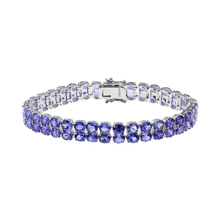 Sterling Silver Tanzanite Double Row Bracelet, Women's, Blue
