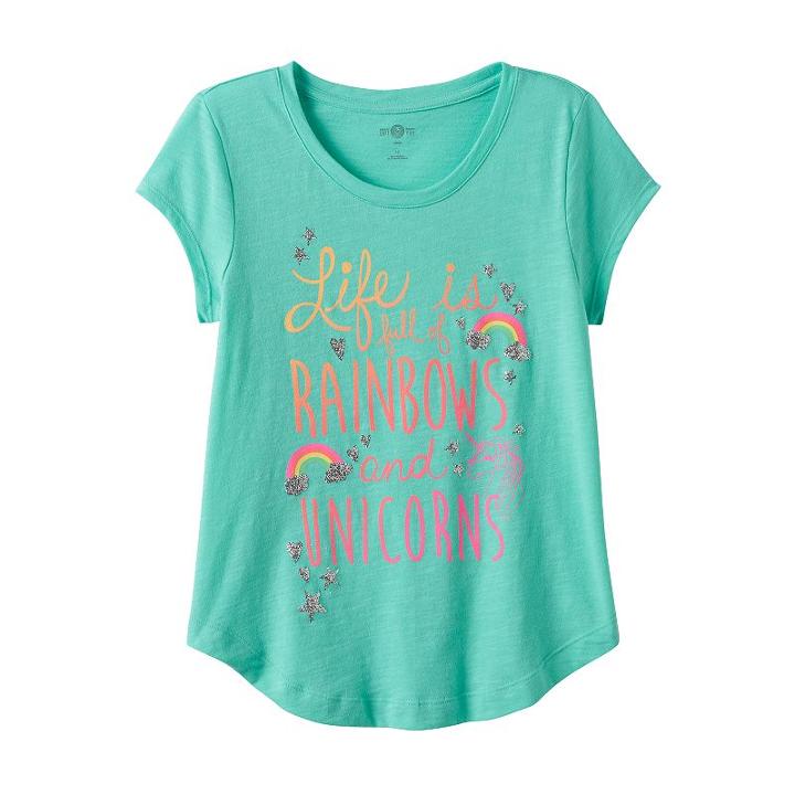 Girls 7-16 So&reg; Curved-hem Graphic Tee, Girl's, Size: 10, Turquoise/blue (turq/aqua)