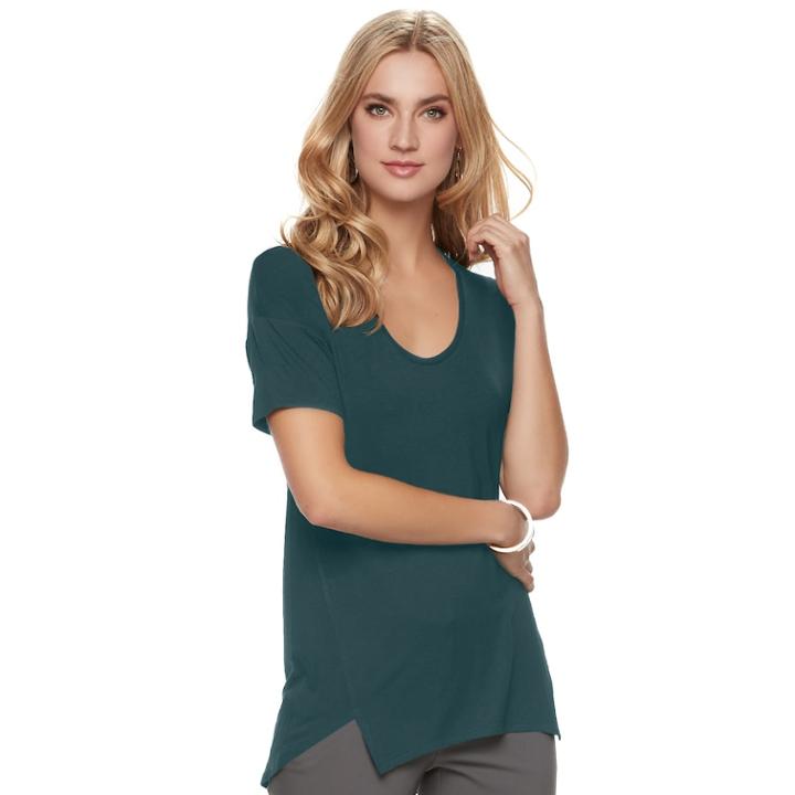 Women's Apt. 9&reg; Vented High-low Tee, Size: Small, Green