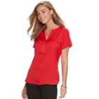 Women's Apt. 9&reg; Zipper-neck Crepe Top, Size: Medium, Med Red