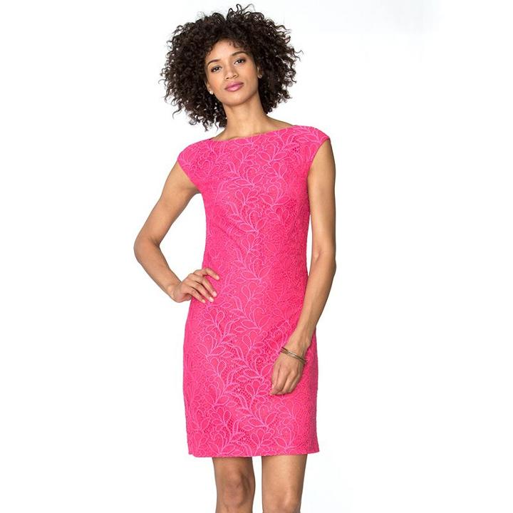 Women's Chaps Floral Lace Sheath Dress, Size: 2, Pink