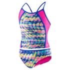 Girls 7-16 Speedo Printed Splice Tankini & Bottoms Swimsuit Set, Size: 10, Multi