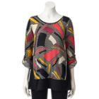 Women's Dana Buchman Printed Roll-tab Top, Size: Large, Dark Pink
