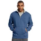Men's Champion Fleece Powerblend Quarter-zip Pullover, Size: Large, Blue (navy)