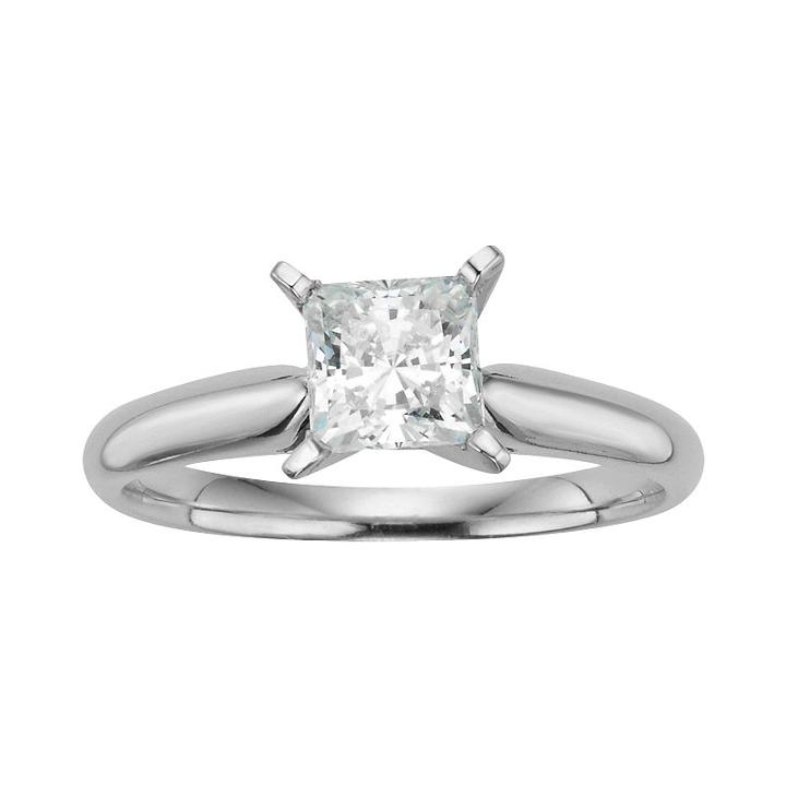 Princess-cut Igl Certified Diamond Solitaire Engagement Ring In 14k White Gold (1 Ct. T.w.), Women's, Size: 5.50
