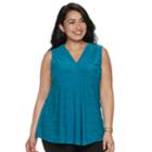 Plus Size Dana Buchman Pleated V-neck Tank, Women's, Size: 3xl, Dark Blue