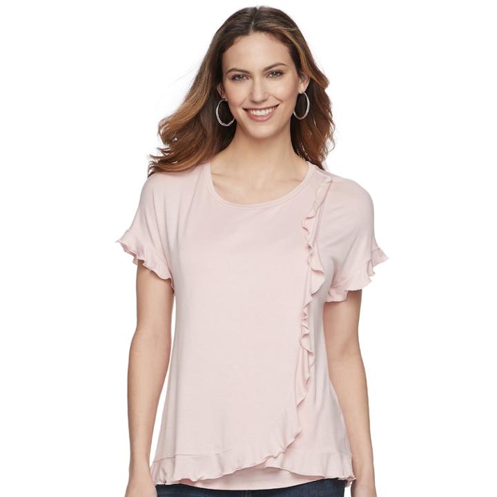 Maternity A:glow Ruffle Tulip Nursing Top, Women's, Size: L-mat, Med Pink
