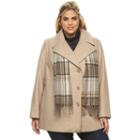Plus Size Towne By London Fog Double-breasted Peacoat With Scarf, Women's, Size: 2xl, Natural