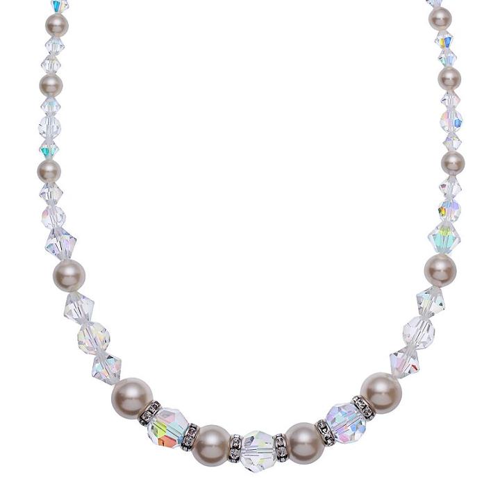 Crystal Avenue Silver-plated Crystal And Simulated Pearl Necklace - Made With Swarovski Crystals, Women's, Size: 16, Multicolor