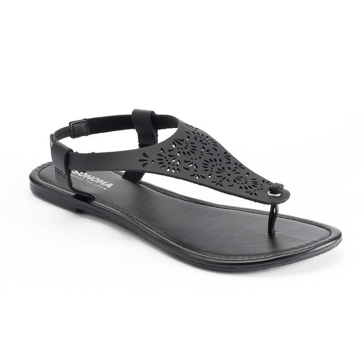 Sonoma Goods For Life&trade; Woman's Perforated Thong Sandals, Women's, Size: Xl, Black