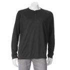 Men's Free Country Birdseye Heathered Henley, Size: Medium, Black
