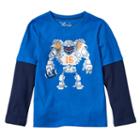 Boys 4-7x Jumping Beans&reg; Mock-layered Long Sleeve Foil Football Graphic Skater Tee, Boy's, Size: 6, Dark Blue
