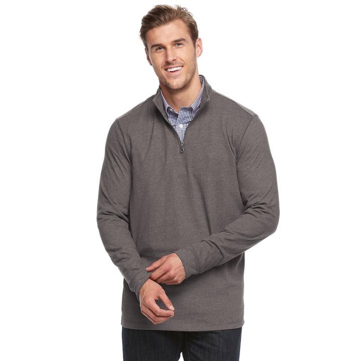 Big & Tall Croft & Barrow&reg; Classic-fit Quarter-zip Pullover, Men's, Size: Xxl Tall, Med Grey