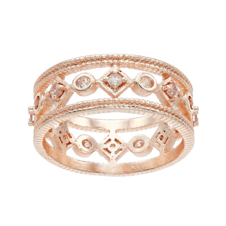 Lc Lauren Conrad Cubic Zirconia Geometric Milgrain Ring, Women's, Size: 7, Light Pink