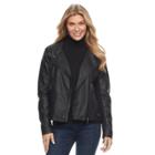 Women's Sebby Collection Asymmetrical Faux-leather Jacket, Size: Small, Black