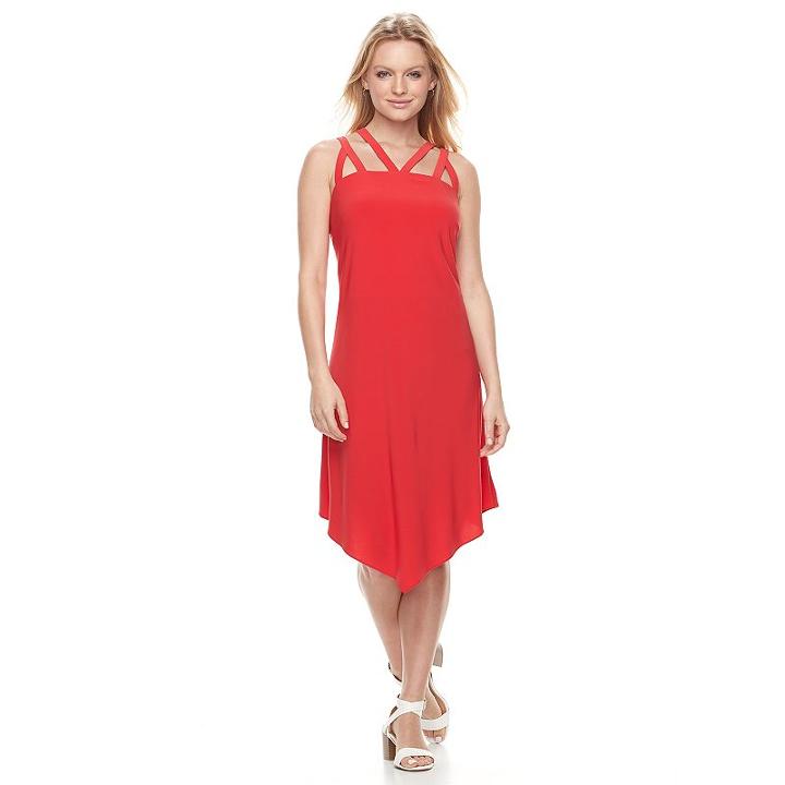 Women's Msk Strappy Asymmetrical A-line Dress, Size: Small, Med Orange