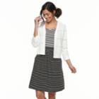 Women's Nina Leonard Texture-striped Shrug, Size: Small, White