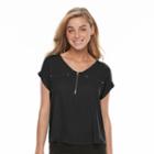 Women's Apt. 9&reg; Zipper Accent Top, Size: Xl, Black