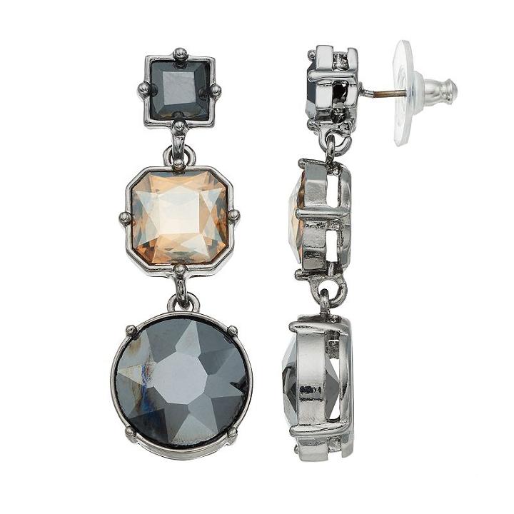 Simply Vera Vera Wang Nickel Free Graduated Geometric Stone Drop Earrings, Women's, Multicolor