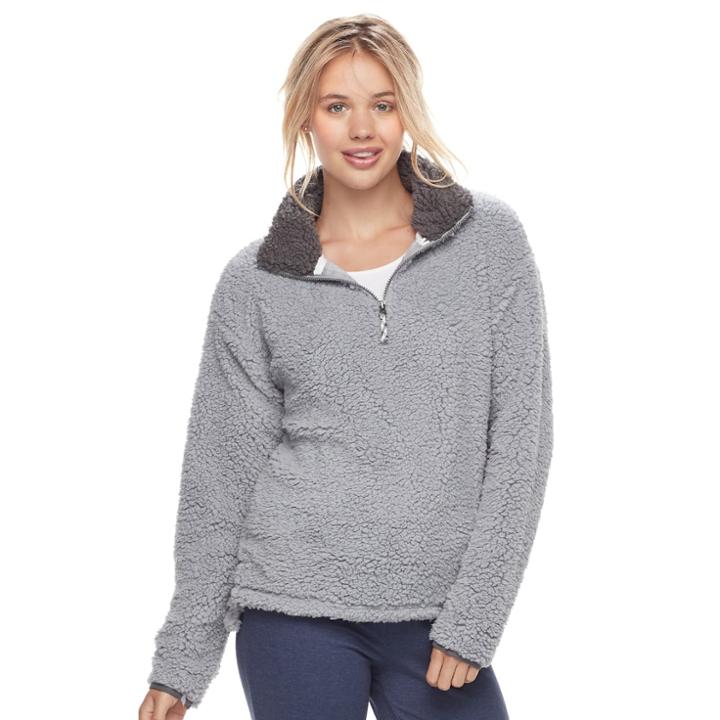 Juniors' So&reg; Perfectly Soft Sherpa Sweatshirt, Teens, Size: Xl, Med Grey