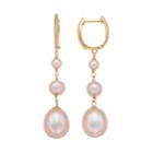 14k Gold Cultured Freshwater Pearl Graduated Linear Drop Earrings, Women's, Pink