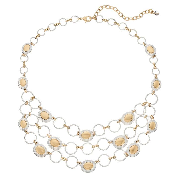 Napier Oval Halo Swag Necklace, Women's, Multicolor