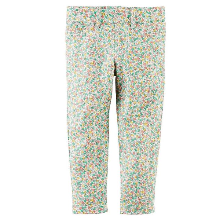 Girls 4-8 Carter's Floral French Terry Jeggings, Girl's, Size: 4, Blue