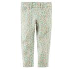 Girls 4-8 Carter's Floral French Terry Jeggings, Girl's, Size: 4, Blue