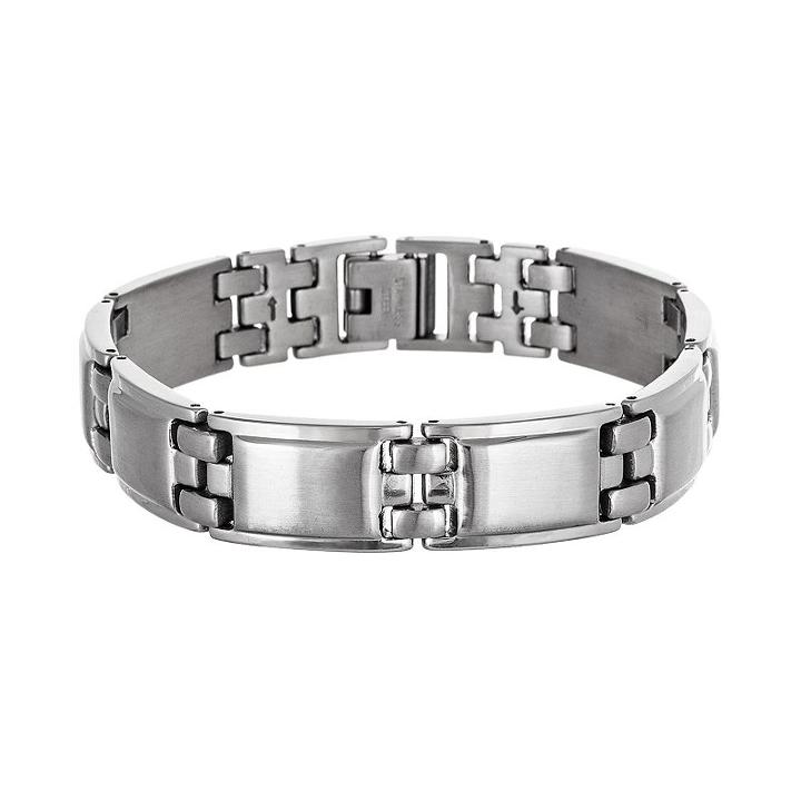Stainless Steel Rectangle Bracelet - Men, Grey