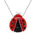 Diamonluxe Crystal Sterling Silver Ladybug Pendant - Made With Swarovski Crystals, Women's, Red